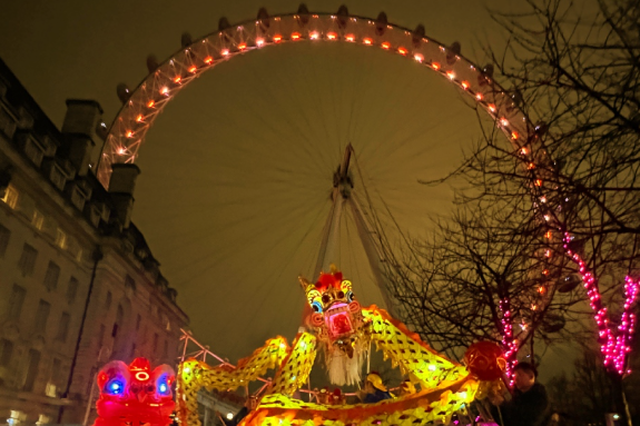 The London Eye illuminated for Chinese New Year